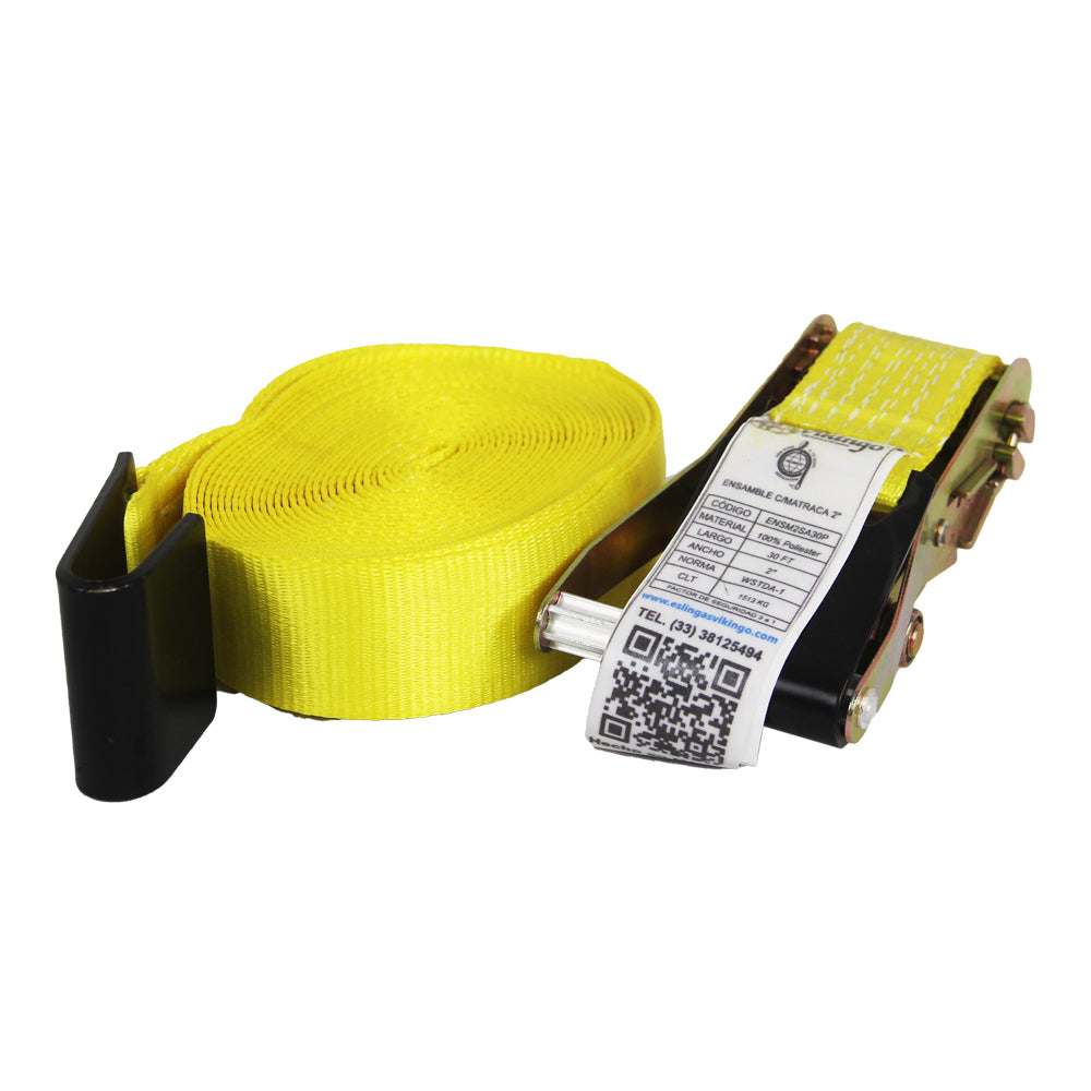 ENSAMBLE C/MATRACA 2" C/GANCHO PLANO X 30 FT CLT 1513 KG